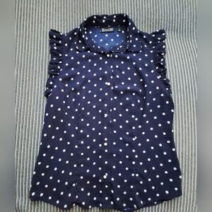 7th Avenue New York and Company sleeveless polkadot blue top size S